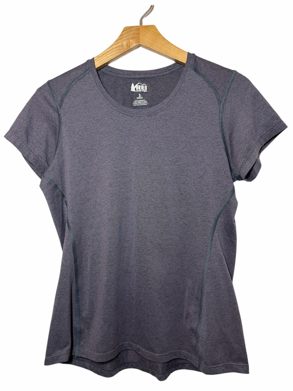 REI Women's Short Sleeve Performance Crew in Heather Charcoal